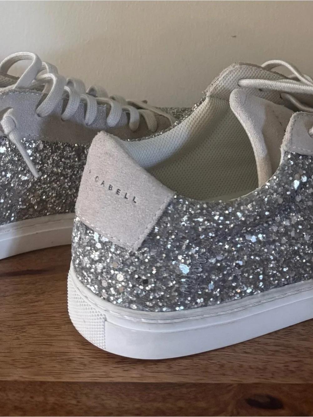 Women's Silver Glitter Low-Top Sneakers